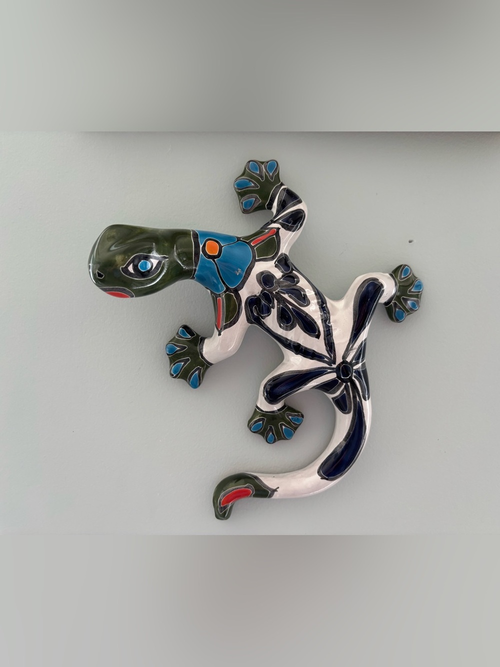 Colorful Ceramic Gecko Wall Accent - Handpainted